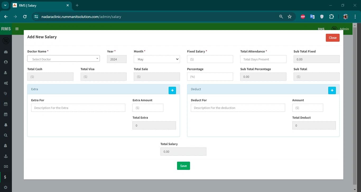 Screenshot of Reservation Management System of Nadara Clinic
