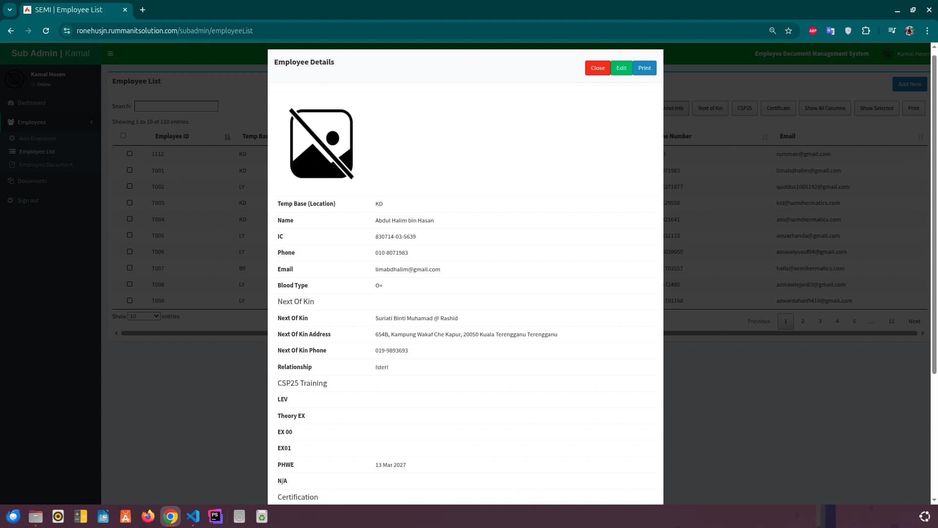 Employee Document Management System screenshot