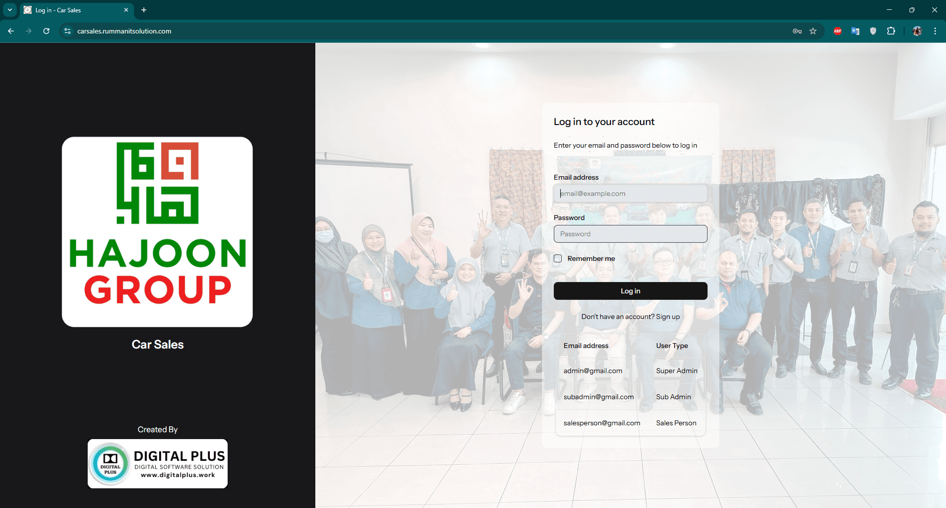 Screenshot of Car Sales (Hajoon Group)